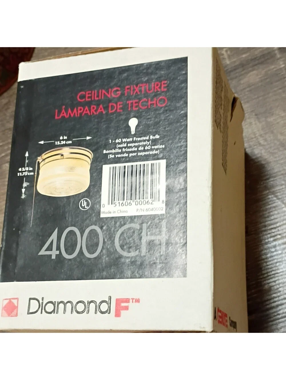 DiamondF 400 CH Flush Mount Ceiling Fixture 6 in White/Clear Glass ChromeNew/Old